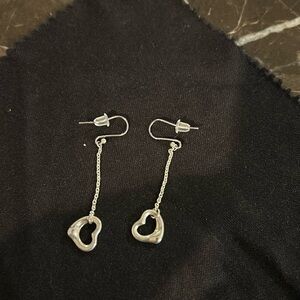 Authentic Tiffany & co Elsa Peretti collection sterling silver heart earrings